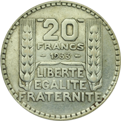 20 Francs Turin 1929 - 1939 revers