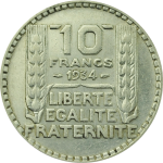 10 Francs Turin 1929 - 1939 revers
