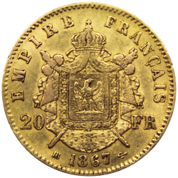 Louis d'Or de 20 Francs en OR revers