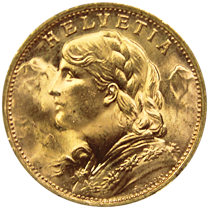 piece 20 francs Suisse avers