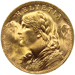 piece 20 francs Suisse avers